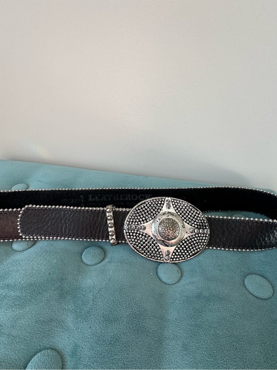 Leatherock Black Studded Leather Belt with Silver Decorative Buckle main image 7
